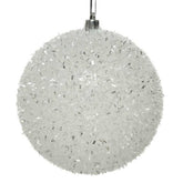 Decoris Shatterproof Bauble with Ice Finish 10cm - Transparent/ White